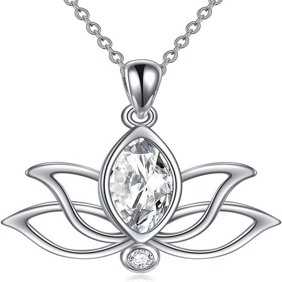 YFN Lotus Sterling Silver Birthstone Pendant Lotus Jewelry Necklace - Picture 1 of 4